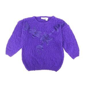 80s purple popcorn sweater 1980s vintage dead stock NWT